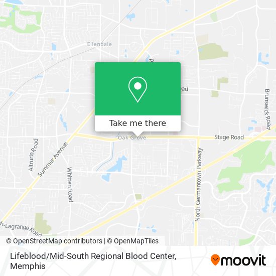 Mapa de Lifeblood / Mid-South Regional Blood Center