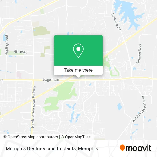 Memphis Dentures and Implants map