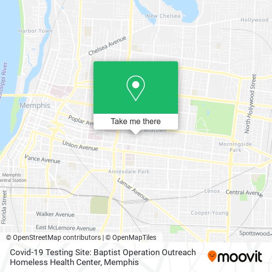 Mapa de Covid-19 Testing Site: Baptist Operation Outreach Homeless Health Center