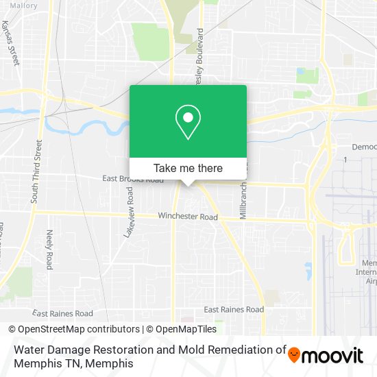 Water Damage Restoration and Mold Remediation of Memphis TN map