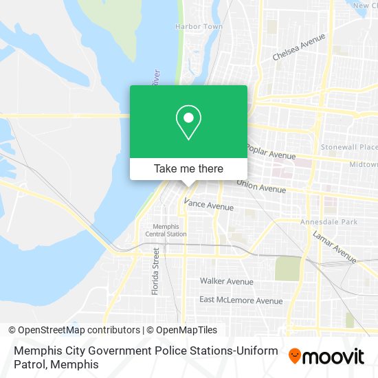 Mapa de Memphis City Government Police Stations-Uniform Patrol