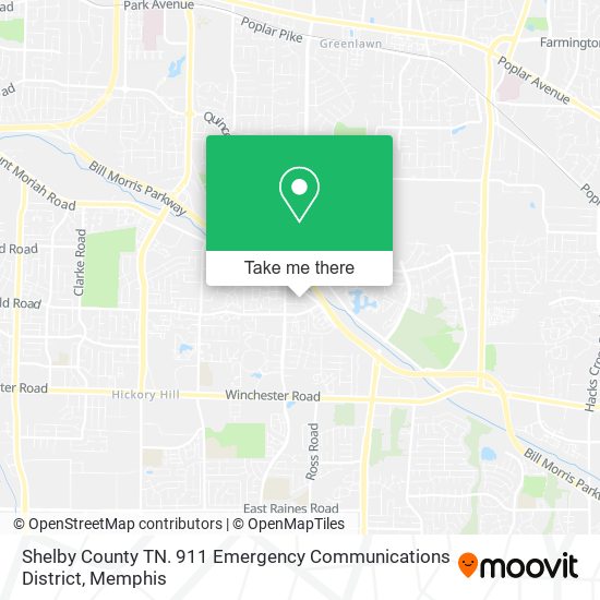 Shelby County TN. 911 Emergency Communications District map
