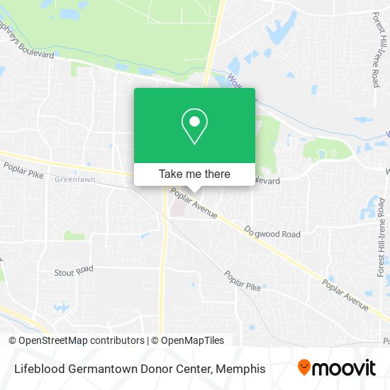 Mapa de Lifeblood Germantown Donor Center