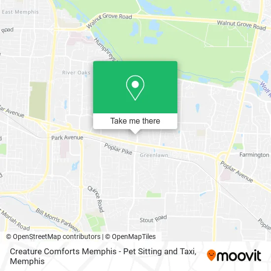 Creature Comforts Memphis - Pet Sitting and Taxi map