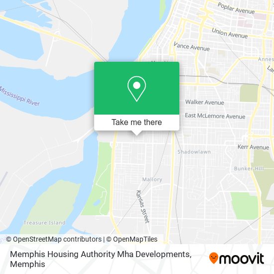 Mapa de Memphis Housing Authority Mha Developments