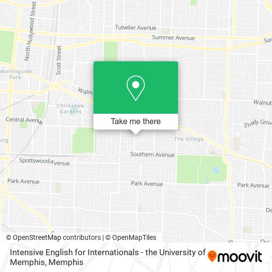 Intensive English for Internationals - the University of Memphis map
