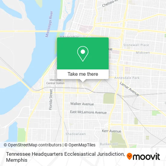 Mapa de Tennessee Headquarters Ecclesiastical Jurisdiction