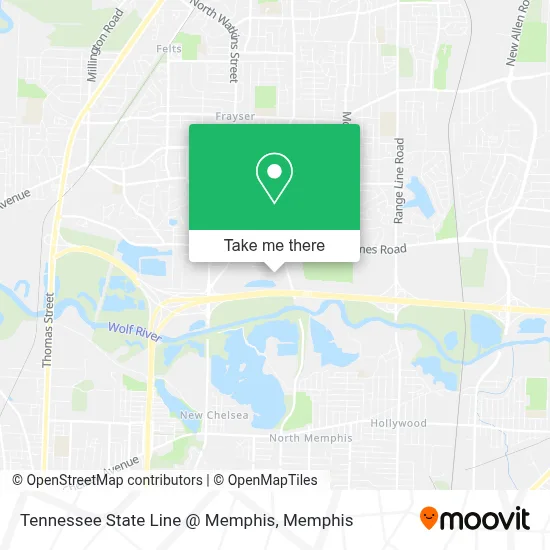 Tennessee State Line @ Memphis map