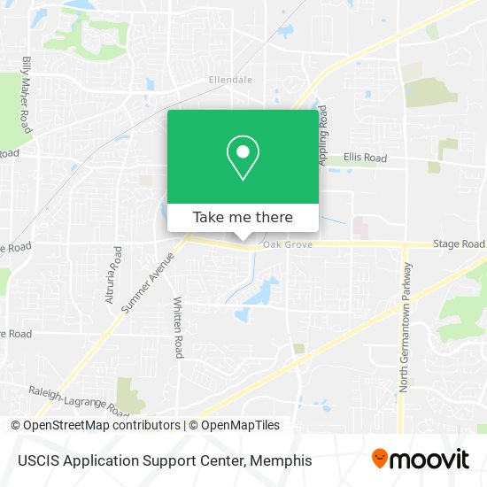 Mapa de USCIS Application Support Center