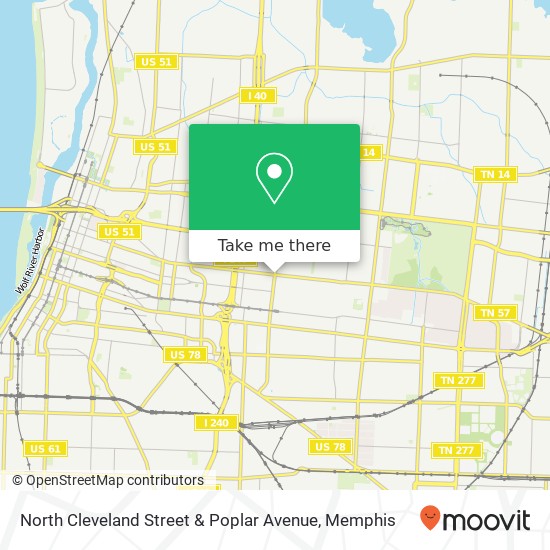 North Cleveland Street & Poplar Avenue map