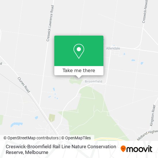 Creswick-Broomfield Rail Line Nature Conservation Reserve map