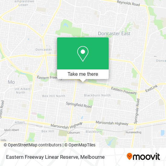 Eastern Freeway Linear Reserve map
