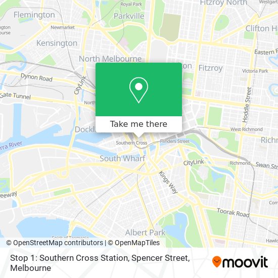 Stop 1: Southern Cross Station, Spencer Street map