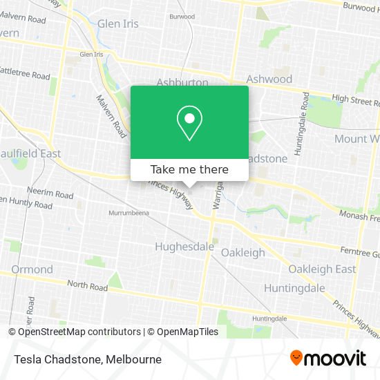 Mapa Tesla Chadstone