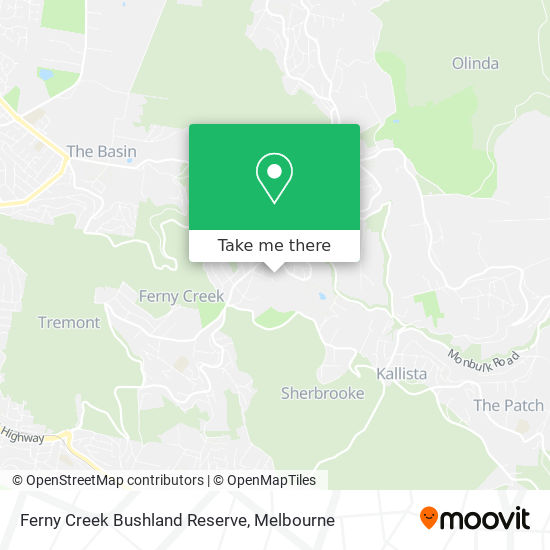 Ferny Creek Bushland Reserve map