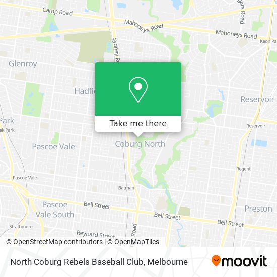 North Coburg Rebels Baseball Club map