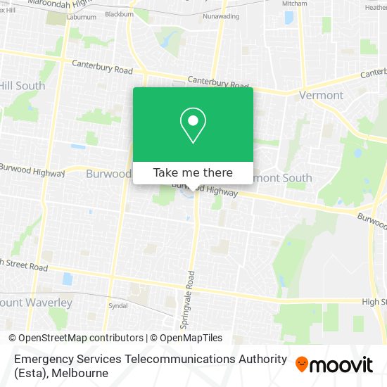 Emergency Services Telecommunications Authority (Esta) map