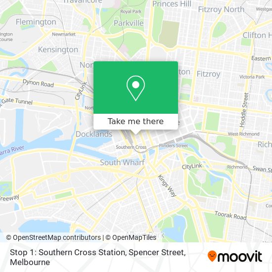 Stop 1: Southern Cross Station, Spencer Street map