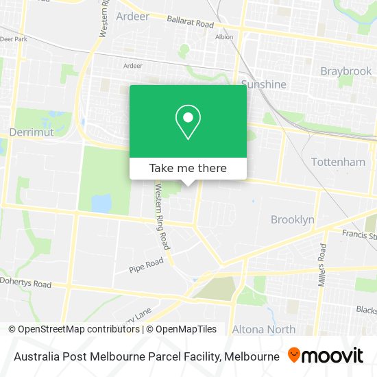Australia Post Melbourne Parcel Facility map