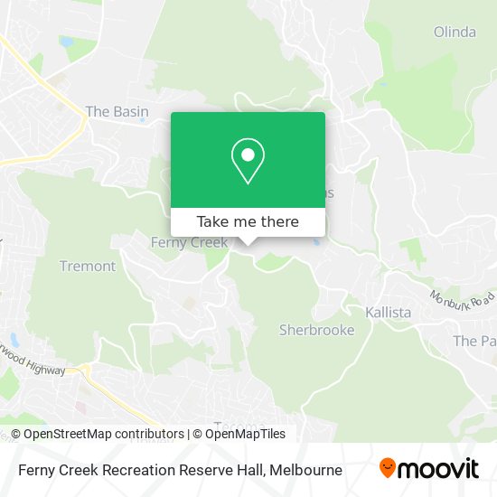 Mapa Ferny Creek Recreation Reserve Hall