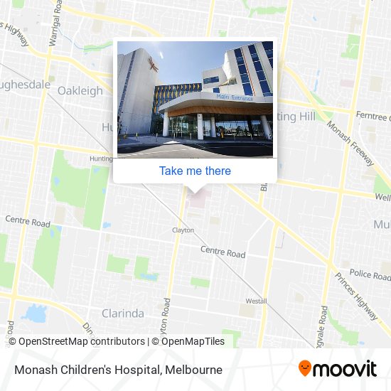 Monash Children's Hospital map