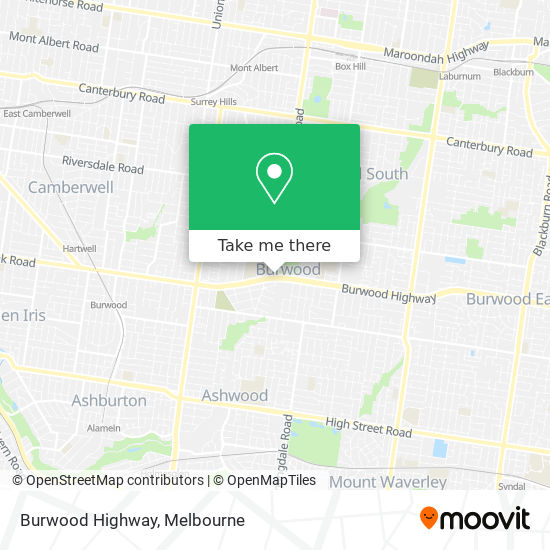 Mapa Burwood Highway