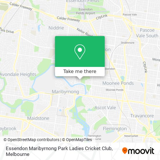 Mapa Essendon Maribyrnong Park Ladies Cricket Club