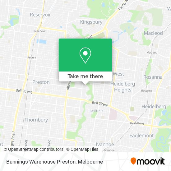 Bunnings Warehouse Preston map