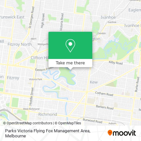 Parks Victoria Flying Fox Management Area map