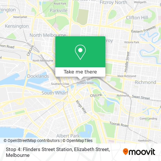 Mapa Stop 4: Flinders Street Station, Elizabeth Street