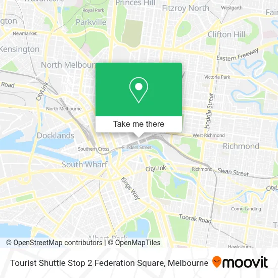 Mapa Tourist Shuttle Stop 2 Federation Square