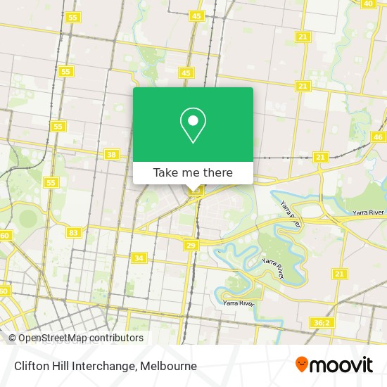 Mapa Clifton Hill Interchange