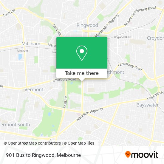 901 Bus to Ringwood map