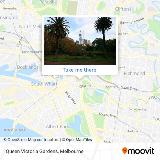 How to get to Queen Victoria Gardens in South Yarra by Train, Bus or Tram?