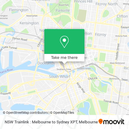 NSW Trainlink : Melbourne to Sydney XPT map