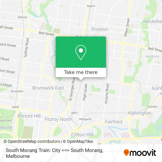 South Morang Train: City <=> South Morang map