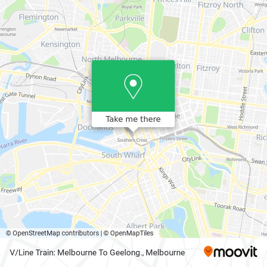 V / Line Train: Melbourne To Geelong. map