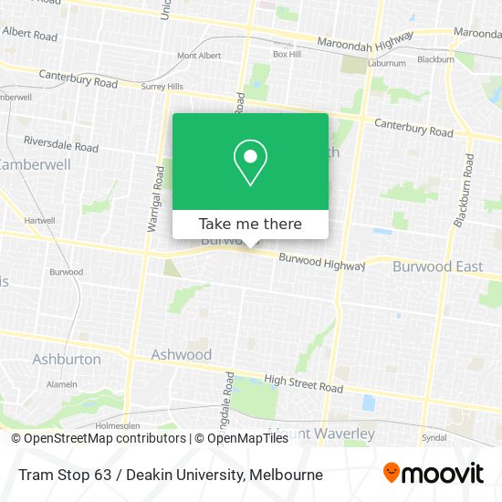 Tram Stop 63 / Deakin University map