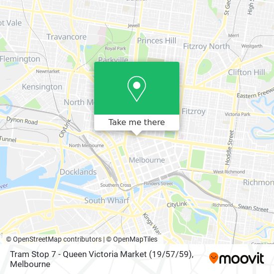 Mapa Tram Stop 7 - Queen Victoria Market (19 / 57 / 59)