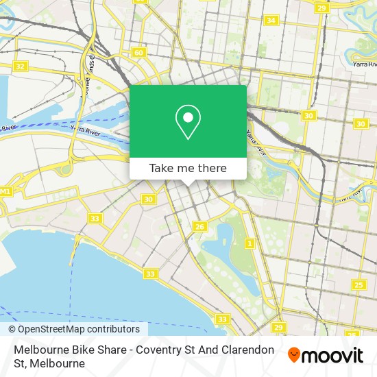 Melbourne Bike Share - Coventry St And Clarendon St map