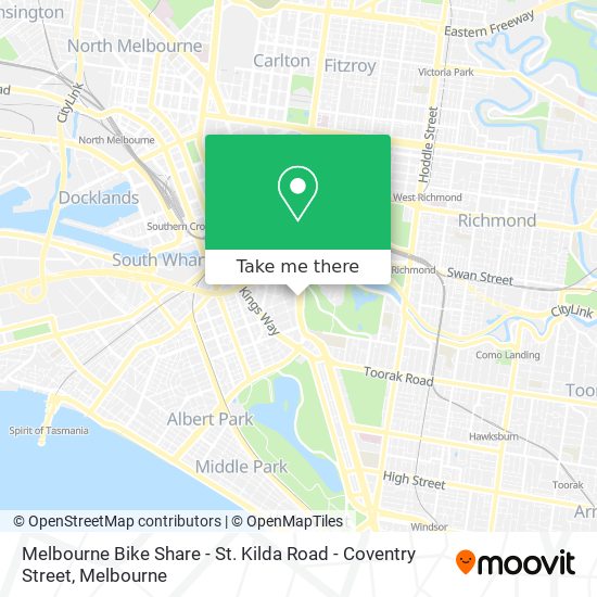 Mapa Melbourne Bike Share - St. Kilda Road - Coventry Street