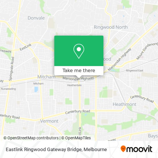 Eastlink Ringwood Gateway Bridge map