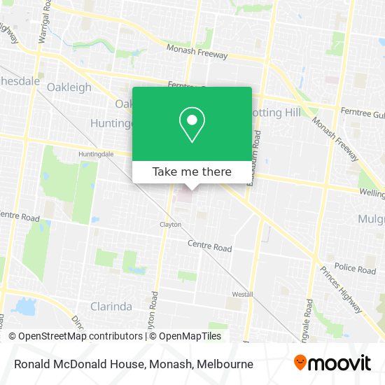 Ronald McDonald House, Monash map