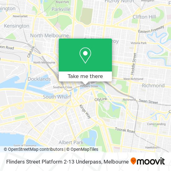 Flinders Street Platform 2-13 Underpass map