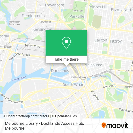 Mapa Melbourne Library - Docklands Access Hub
