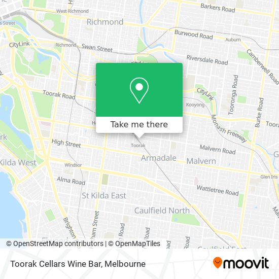 Toorak Cellars Wine Bar map