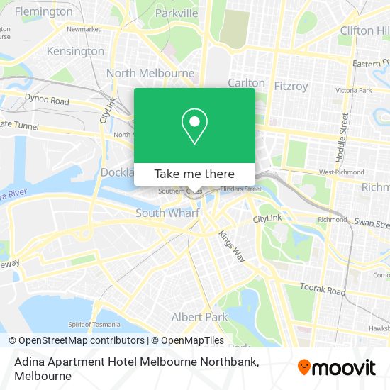 Mapa Adina Apartment Hotel Melbourne Northbank