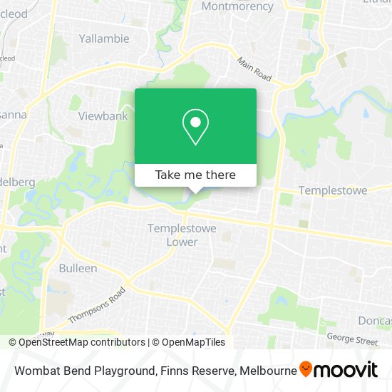 Wombat Bend Playground, Finns Reserve map