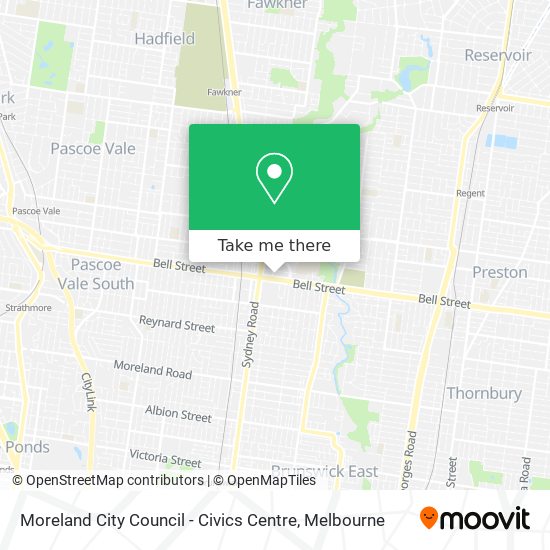 Mapa Moreland City Council - Civics Centre