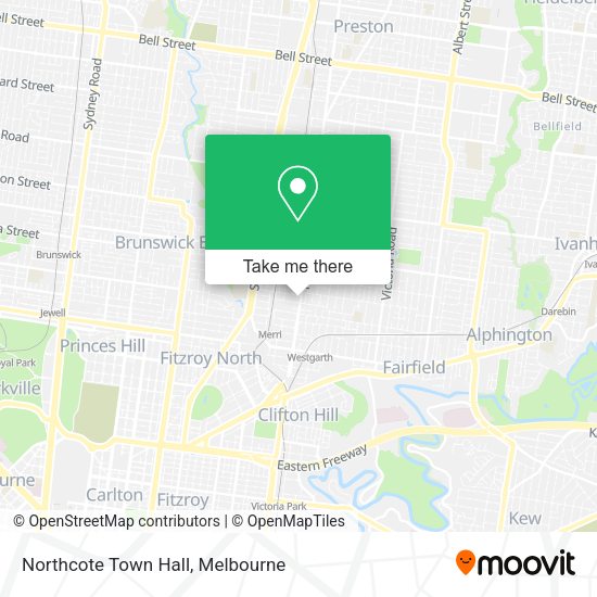 Northcote Town Hall map